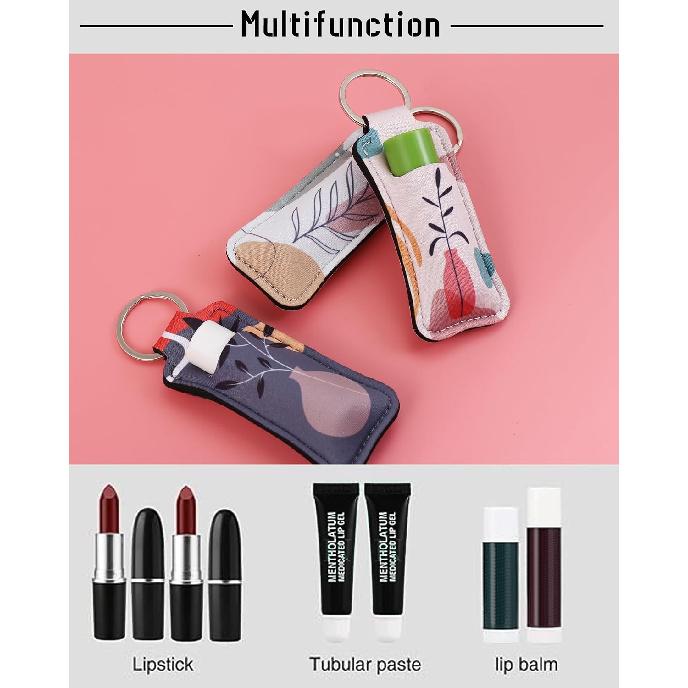 COOKOOKY Chapstick Holder Keychain Cute Lip Balm Keychain Holder with Clip