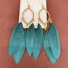 Trendy Ethnic Retro Multicolor Feather Beaded Circle Dangle Earrings