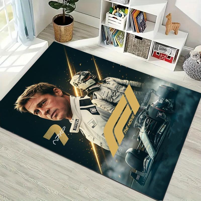 F1 Racing Movie Theme Character Print Area Rug Motorsport Non‑Slip Rectangular Floor Mat Living Bedroom Home Decor Racing Fan Carpet