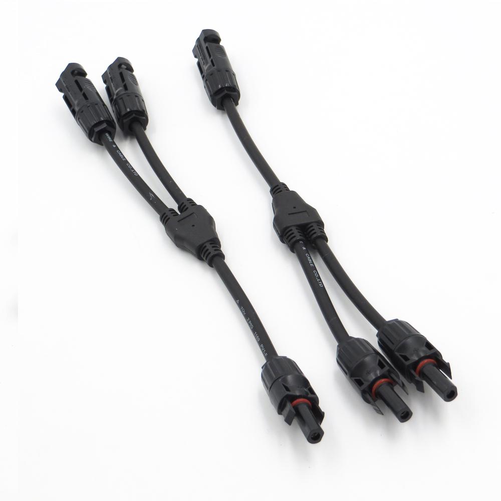 PV connector Y type parallel connection solar panel system waterprrof connector Branch Two pieces Solar Cell Connect Plug 1Pair 2 in 1 adapter