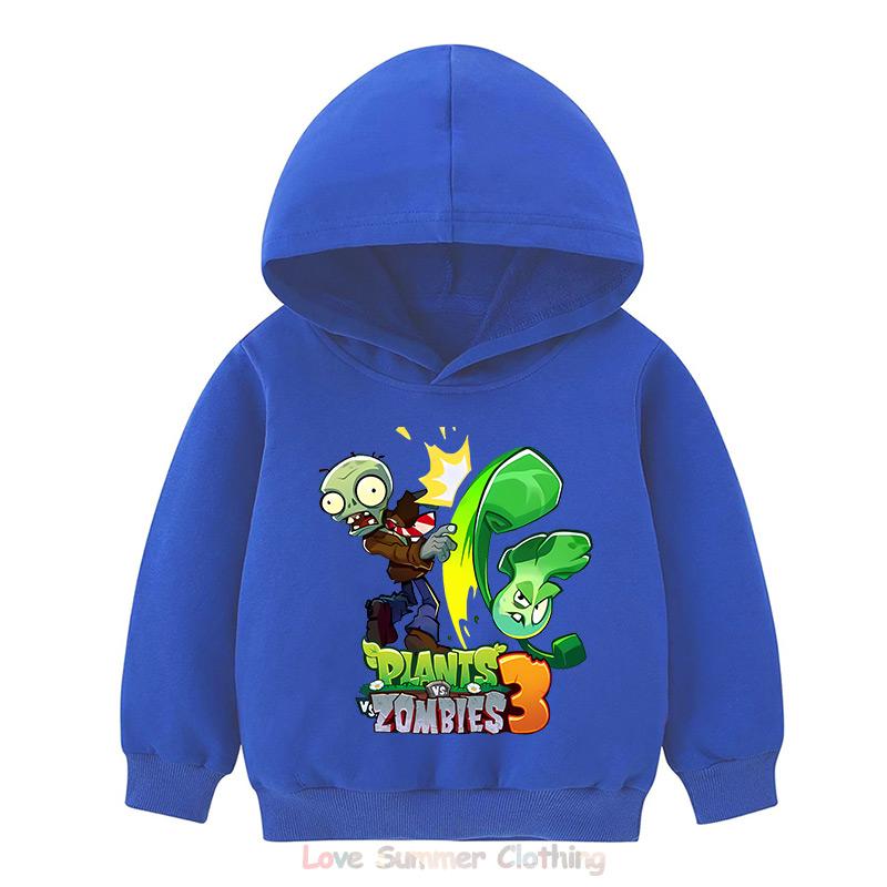 Boys Hoodie Age 4-14 Plants HD Print Zombies Thin Girls Pullover Girls Casual Wear Fall Hoodie Long Sleeve Polyester New Arrivals 2025