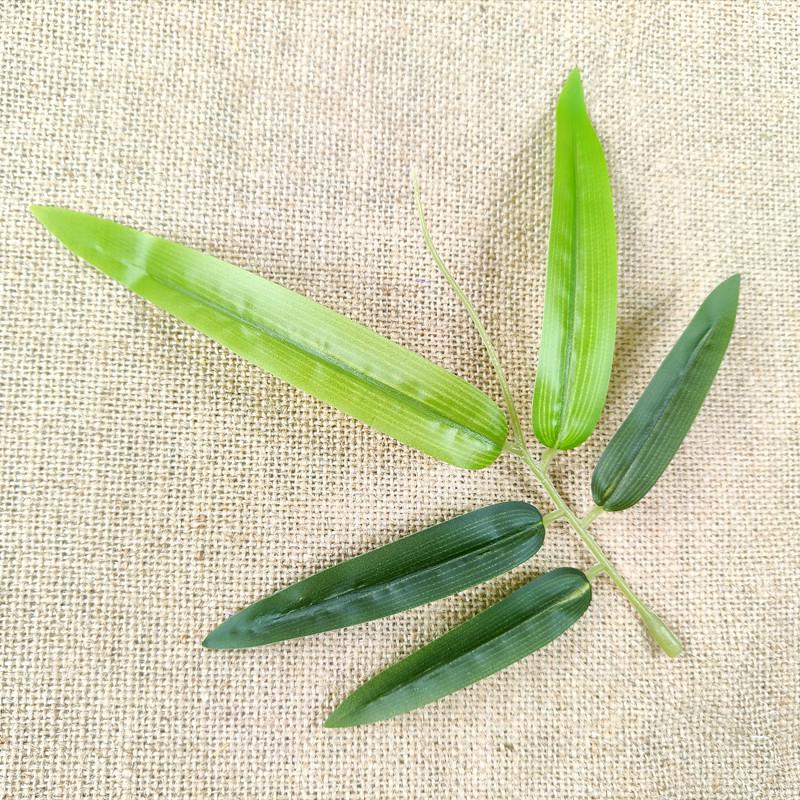 Artificial Bamboo Branches: 5 Small Leaves with Whiskers for Landscape Decoration
