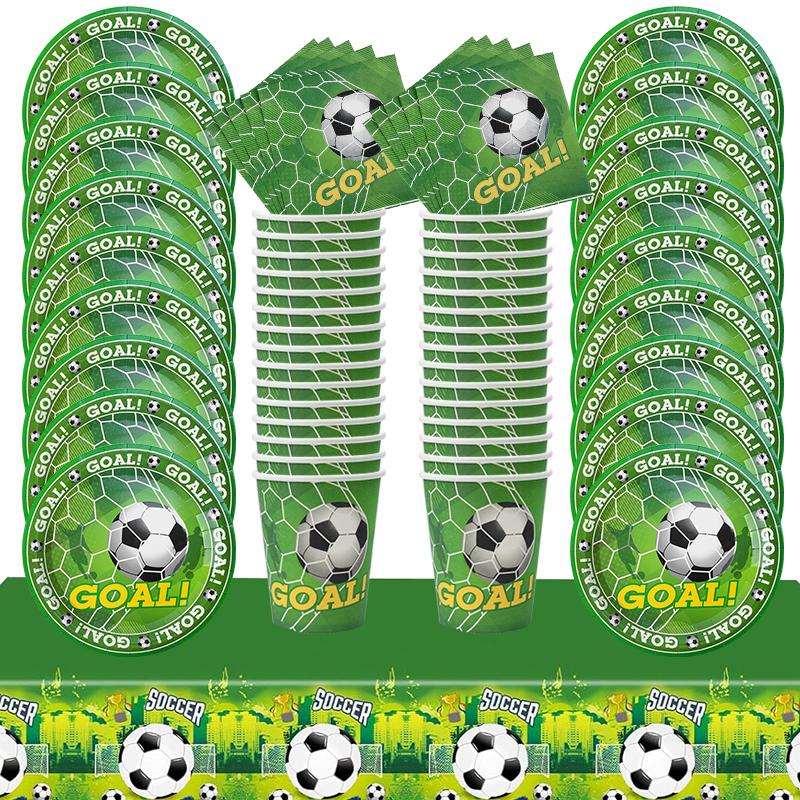 Soccer Party Disposable Tableware Paper Plates Cups Napkins Tablecloth Kids Boys Football Birthday Party Decoration Supplies