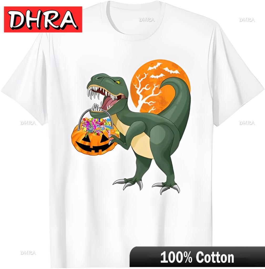 Funny Halloween Dinosaur Pumpkin Scary T Rex Dino TShirt Shirts Vintage Urban Cool Tshirts Tees for Women TShirt Customized