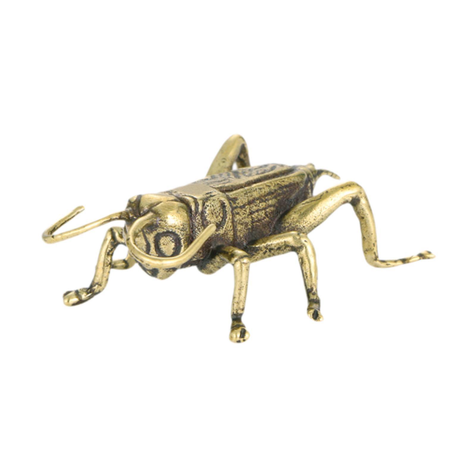 Brass Cricket Statue Desktop Ornament, Good Fortune Lucky Figurine Wealth Decor for Office Room Table Home