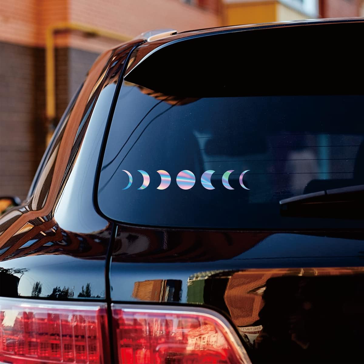 Moon Phases Lunar Sticker Decal Vinyl - 2 Pack Holographic Iridescent, 8 Inches - No Background Die Cut for Car Boat Laptop