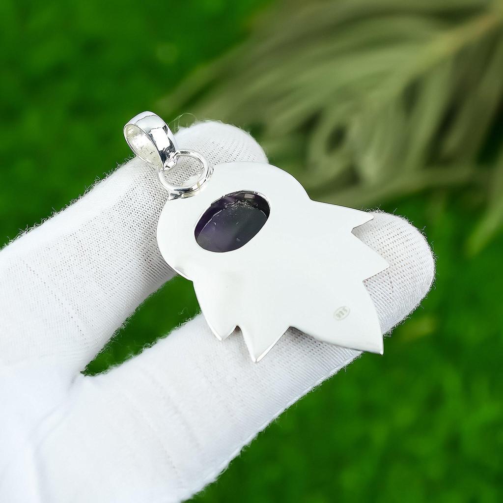 Naturlig Stjärnametist Ädelsten Smycken 925 Sterlingsilver Hänge För Kvinnor