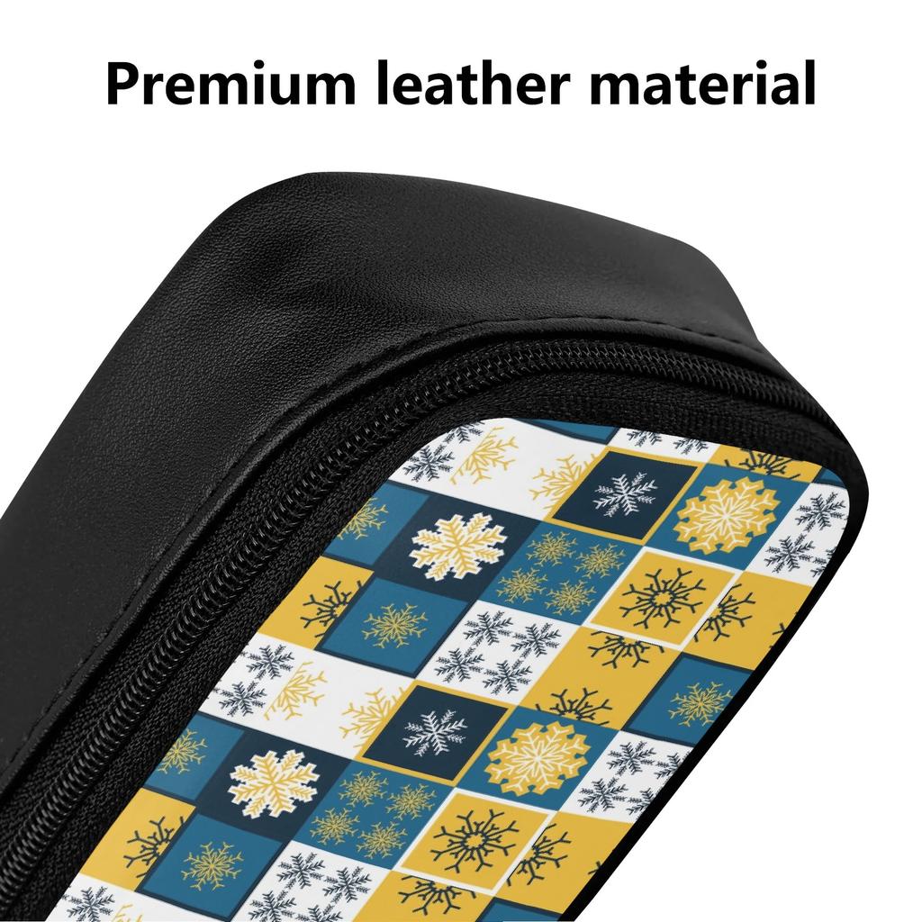 Leather Pencil Case with Elastic Bands and Interior Mesh Pocket for Study Work and Travel