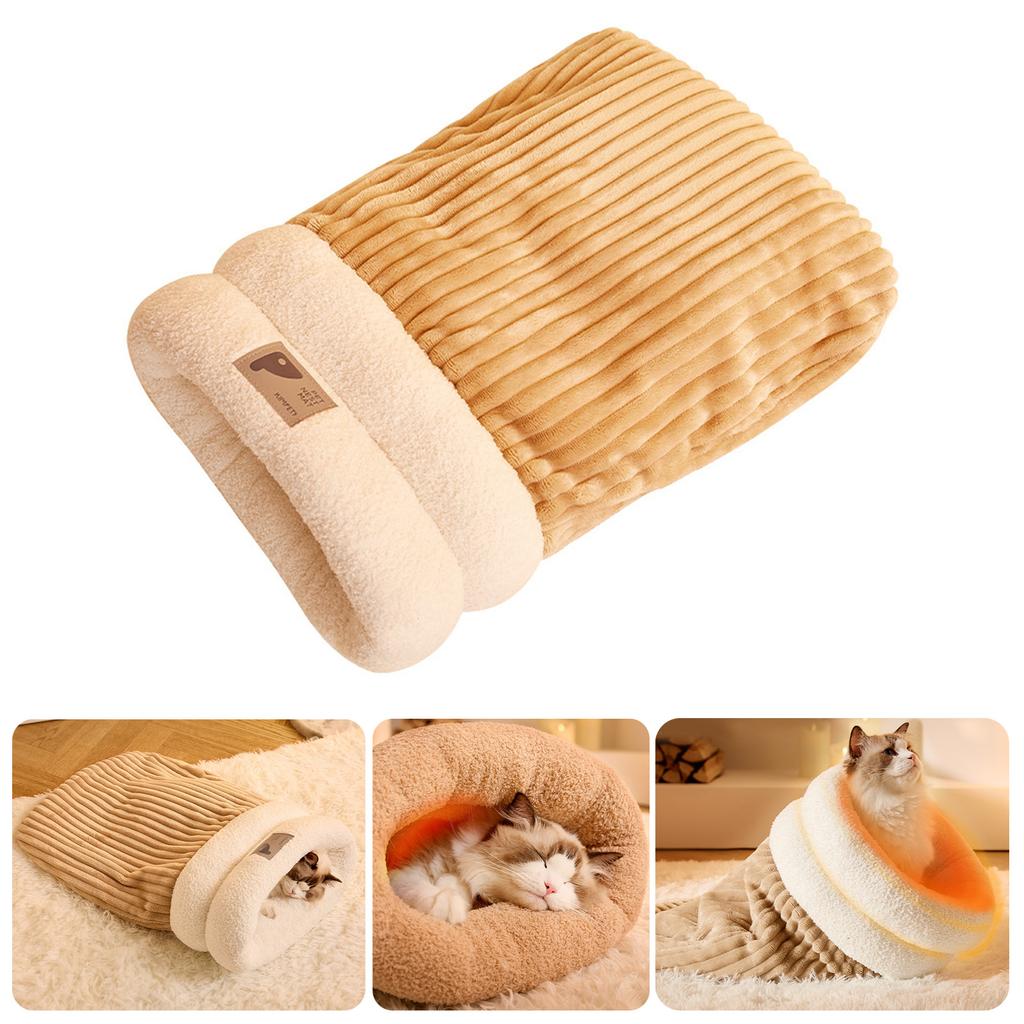 Zimní pelíšek pro kotě, tlustý fleece, měkký, pohodlný spánek pro malé králíky, zimní vnitřní pelíšek, kapesní hnízdo