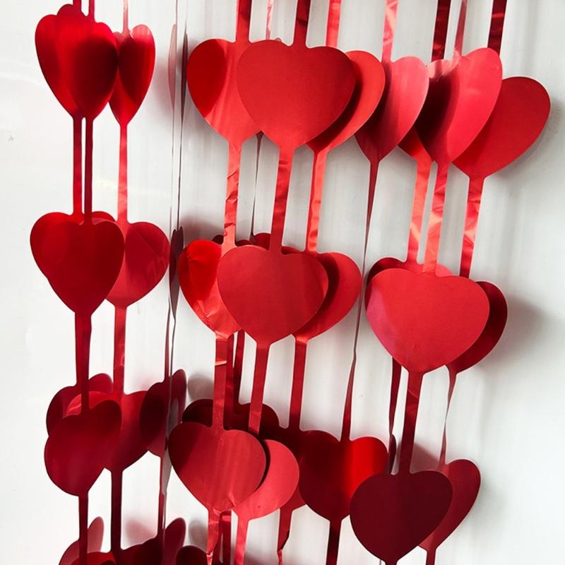 10PCS Glittering Heart Design Metallic Tinsels Curtains 1m X 2m Photo Booth Wall Decors Wedding Anniversary