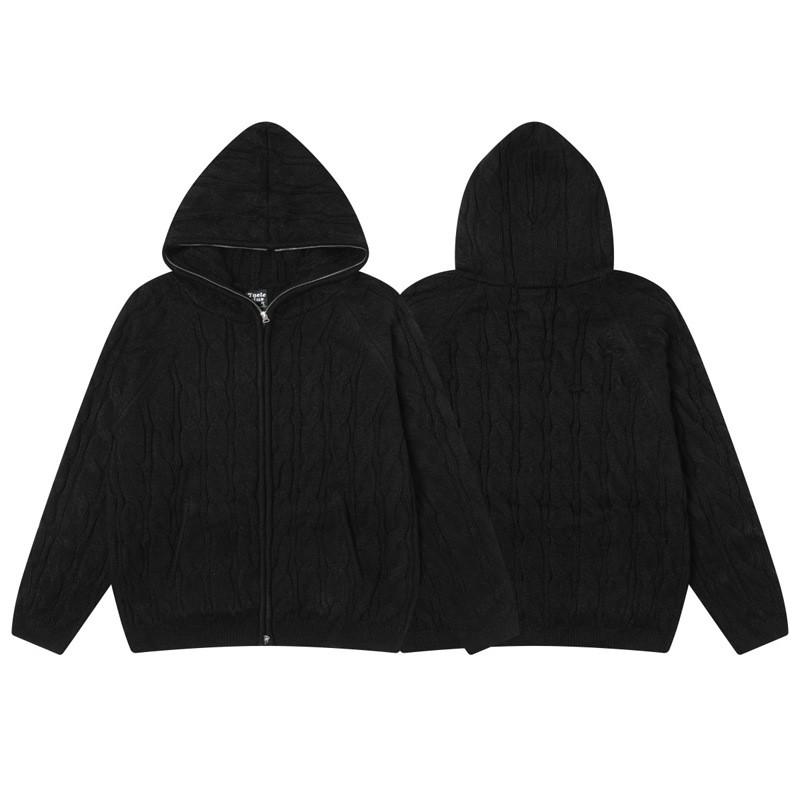 Unisex Oversized Chunky Cable Knit Hooded Sweater Winter Casual Streetwear Pullover