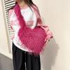 Yogodlns Long Plush Women's Large Shoulder Bag Luxury Faux Fur Female Love Shape Bags Y2k Punk Girls Fluffy Tote Handbags Crossbody Bag