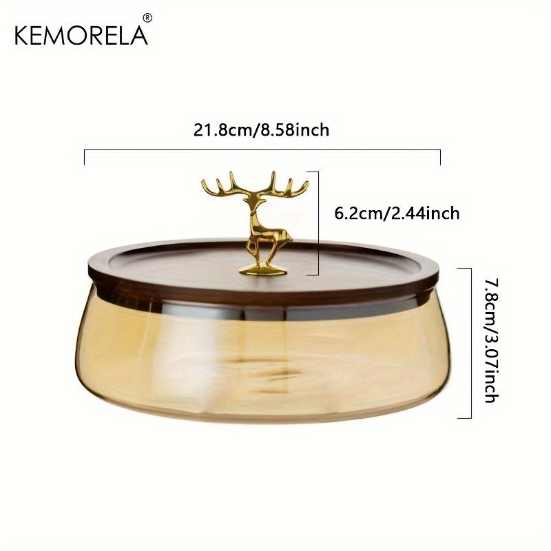 KEMORELA 1PCS Glass Food Storage Containers with Wooden Lid Kitchen Snack Fruit Candy Nut Sundries Storage Organizer for Kitchen