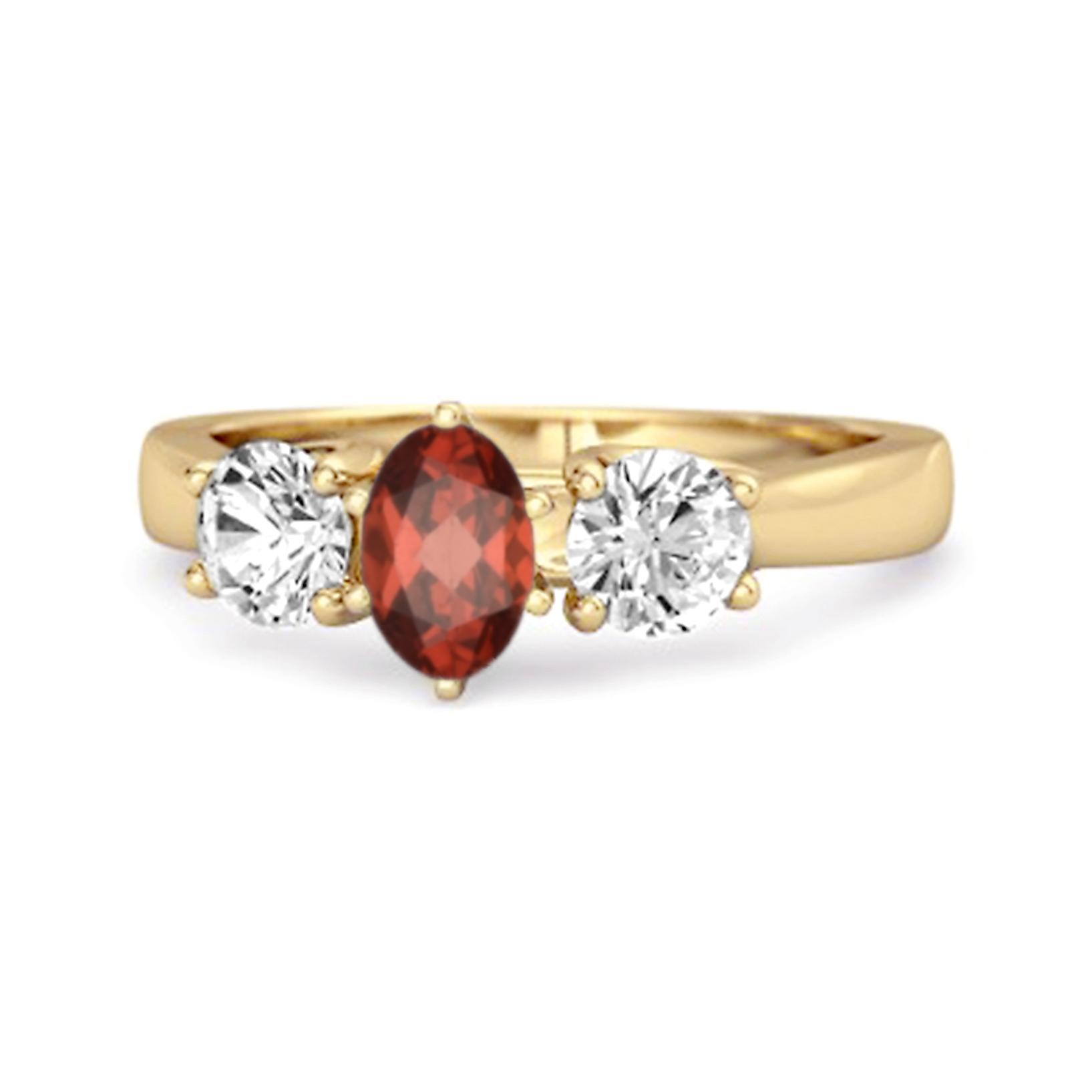 

Three Stone Natural Garnet 925 Sterling Silver Gold Vermeil Engagement Ring 7 жовтий