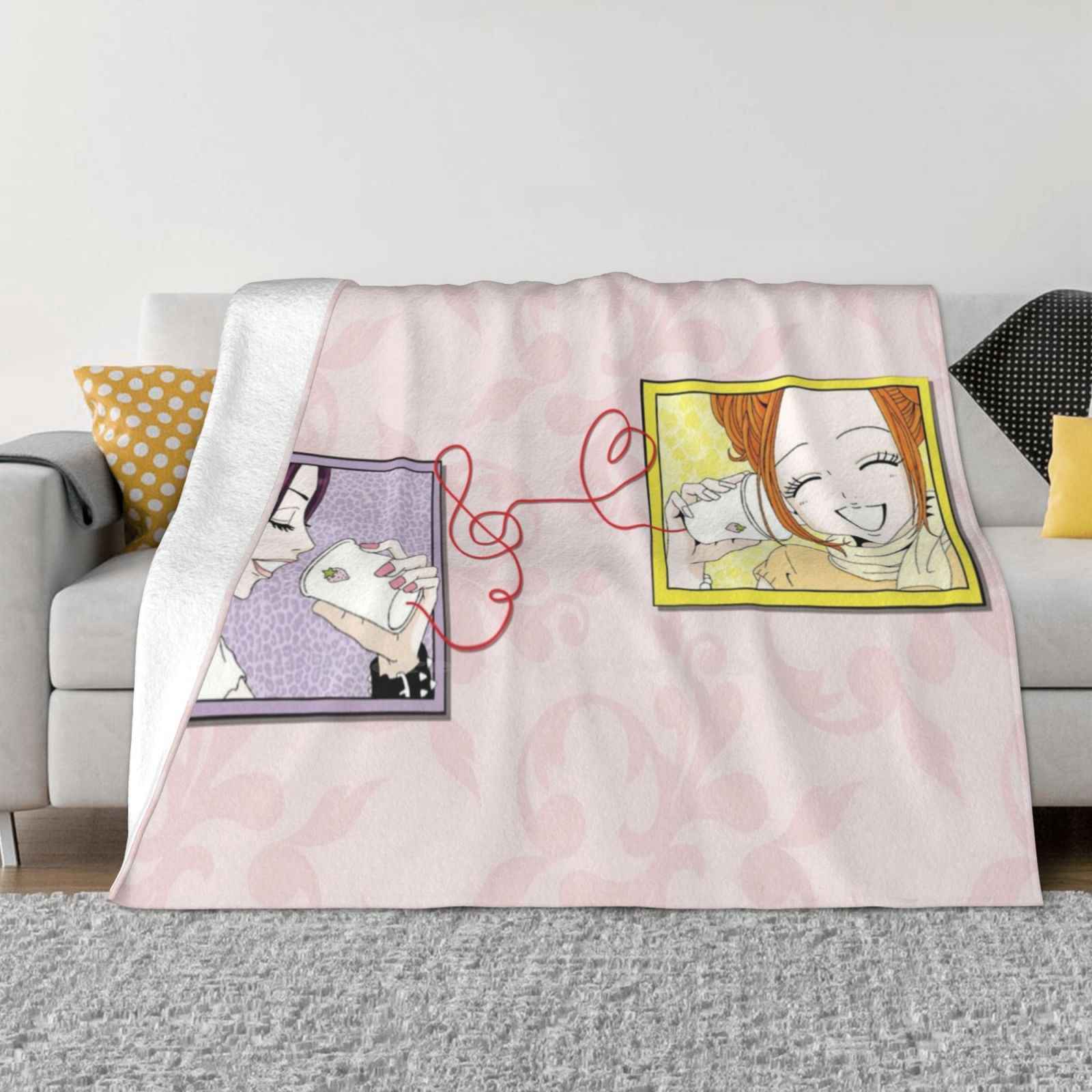 

Nana & Hachi Fashion Soft Warm Flannel Blanket Nana Hachiko Komatsu 777 Demon Lord Anime Cute Little Red Strawberries Phone 30x40in