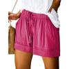 Women  Summer Casual High Waisted Elastic Drawstring Shorts with Big Pockets Solid Lace Up Loose Wide Leg Pants