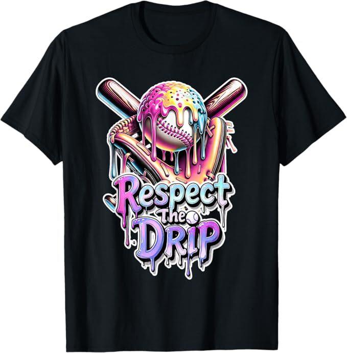 Baseball Drip Ice Cream Dripping Respect The Drip T-Shirt