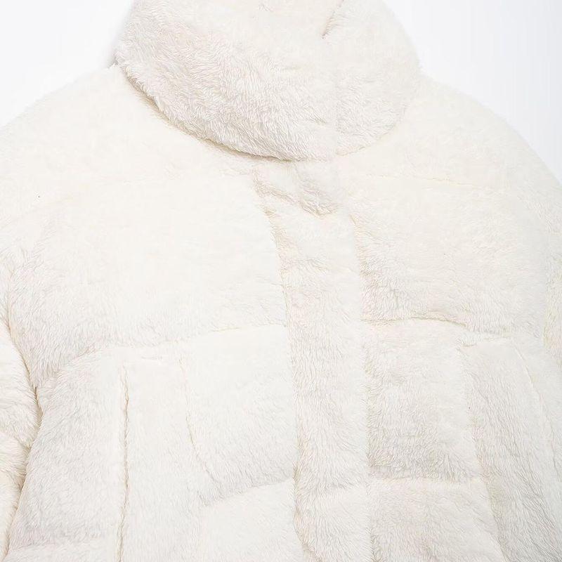 Kaslead New Arrival Women's Clothing Fashion Style Fashion Furry Loose Zip Stand-up Collar Cotton-Padded Coat 1185524