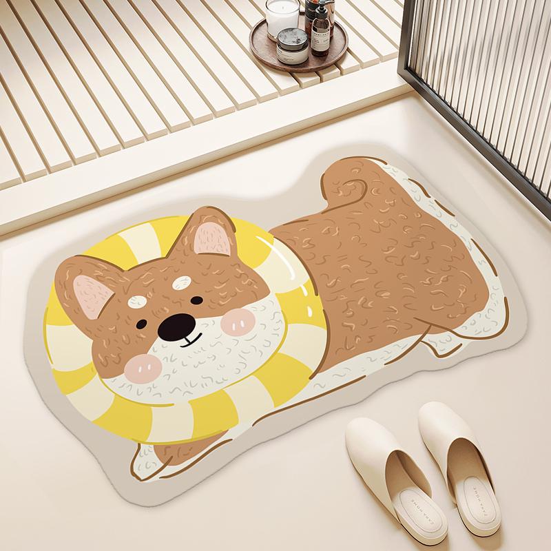 

Bathroom mat non-slip household toilet door quick drying soft foot pad cute cartoon diatom mud mat 40x60cm15.7x23.6in