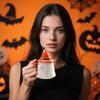 Halloweenský hrnek s čarodějnickým kloboukem a duchy, roztomilý kreativní hrnek s vyplazeným jazykem, neotřelý halloweenský keramický čajový hrnek