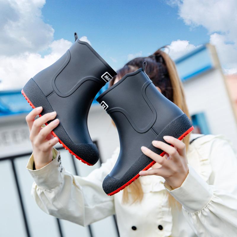 Německé protiskluzové dešťové boty Pánské do půli lýtek Teplé holínky Plus sametové Vodotěsné boty Kuchyňské boty Mycí boty Rybářské boty Dámské