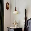 Mid-Century Wabi-Sabi Walnut Glass Pendant Light for Entryway, Hallway, Bar, Study, or Bedroom.