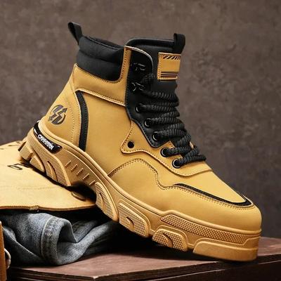 Modische Motorradstiefel für Herren Winter Britische Mode Arbeit Kurze Stiefel Mode Outdoor Bergsteigen Sportliche Freizeitschuhe