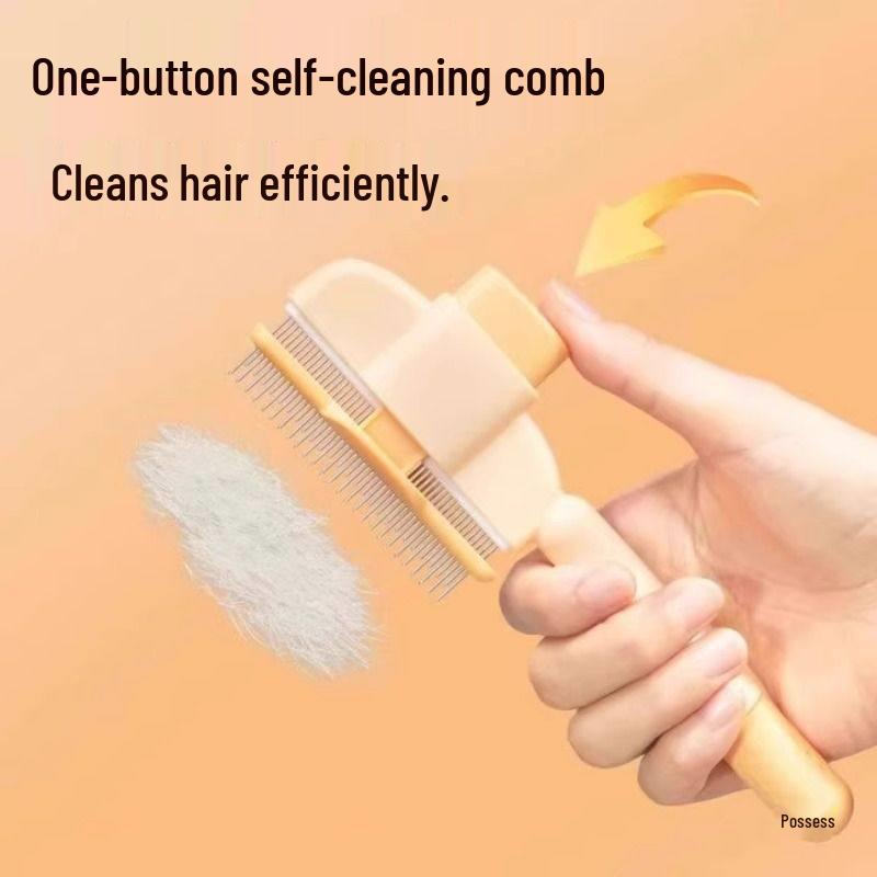 2025 Self-Cleaning Pet Comb: New Shedding & Detangling Rake with Dense Needles for Long Hair