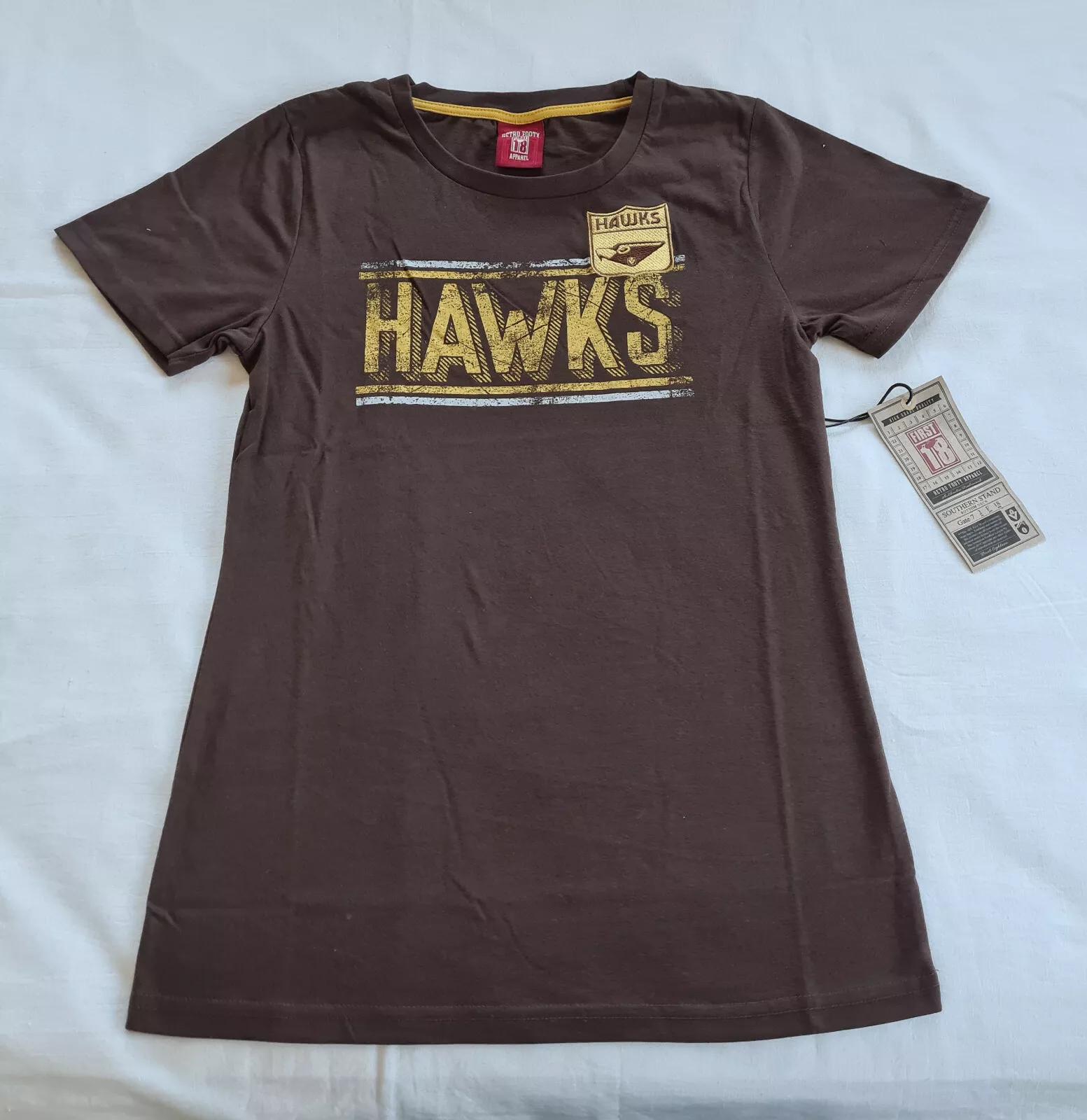 

Hawthorn Hawks AFL FE1733 S19 Ladies Retro Vintage Short Sleeve T Shirt Size 8 2XL