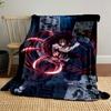 A Fierce Character with Multiple Eyes Wields Glowing Blades In a Dark Forest. for All Seasons Blanket Lunch Break Throw Gift