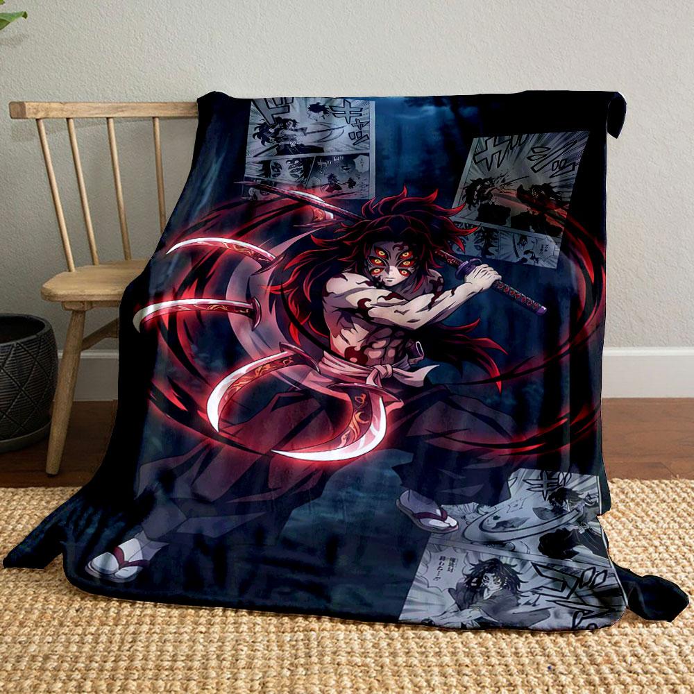 A Fierce Character with Multiple Eyes Wields Glowing Blades In a Dark Forest. for All Seasons Blanket Lunch Break Throw Gift
