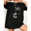 Oversized T Shirt Black Panda Bear Print Pocket Design Casual Wear For Women Summer Outfit Streetwear Style Comfortable Loose Fit Top