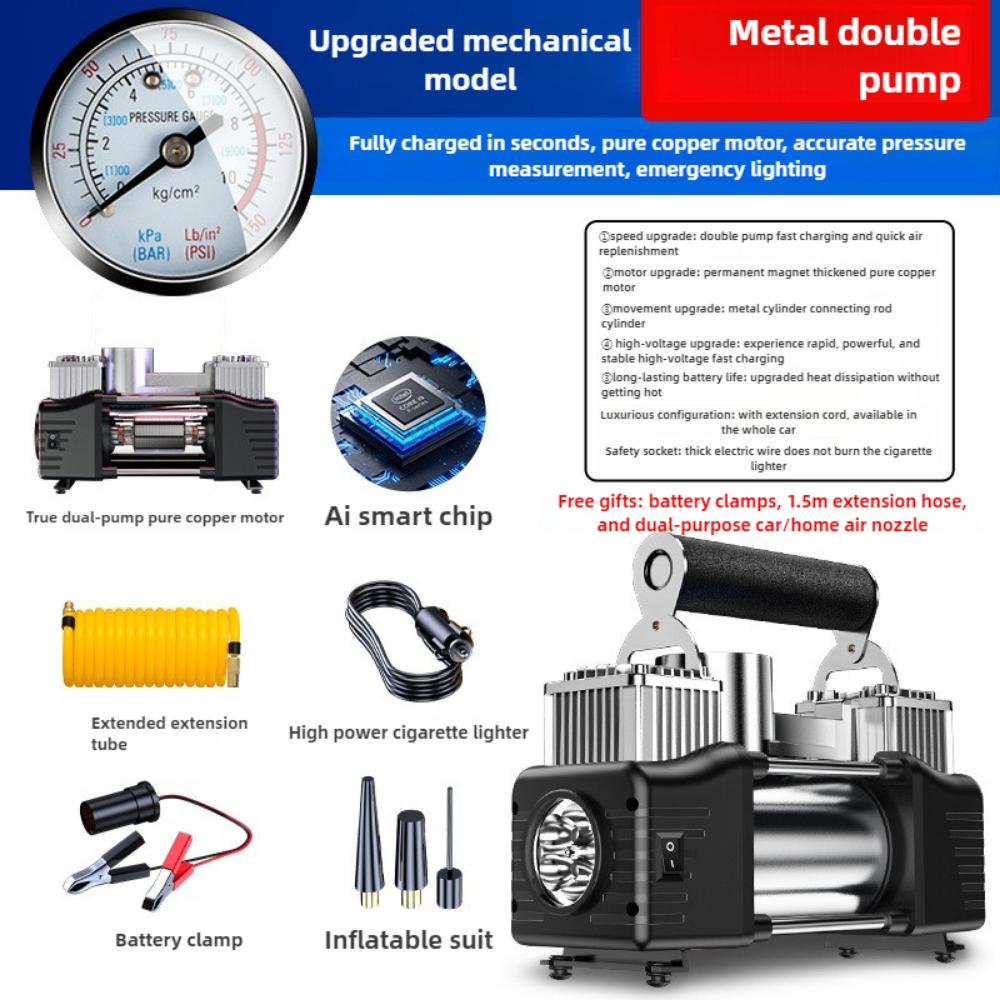 

Автомобильный воздушный насос Высокомощный Многофункциональный Портативный Электрический Двухцилиндровый Высокого Давления Быстрый Накачиватель Шины Воздушный Насос для Автомобиля