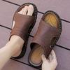 Fashion CYYTL Mens Slippers Summer Casual Shoes Beach Sandals Outdoor Slides Walking Comfort Leather Luxury Designer Fashion Lightweight