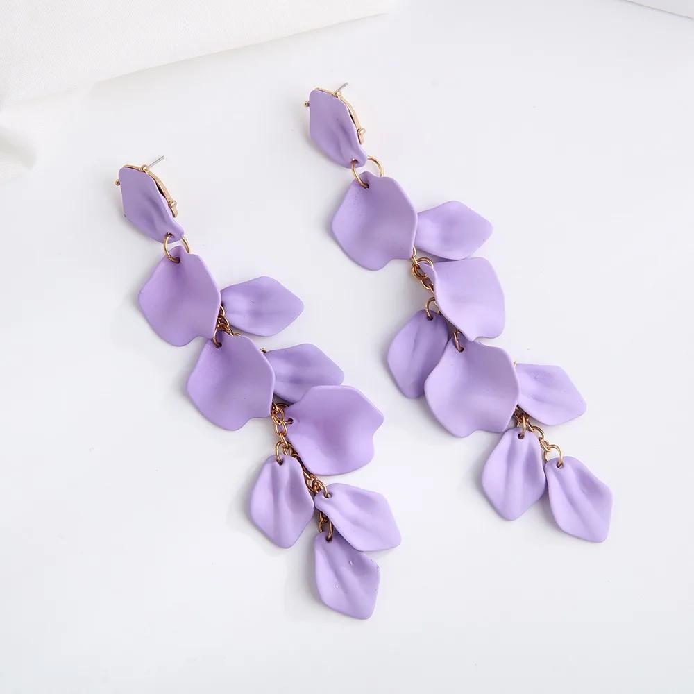 Eleganti Orecchini Pendenti a Petalo e Foglia alla Moda Orecchini Lunghi con Nappe Colorate Retrò Gioielli Esagerati Pendenti per Orecchie Donna