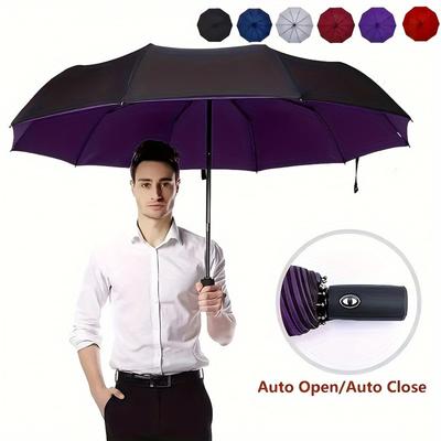 Winddichter Automatischer Doppelschirm Regen Frauen 3-fach Weiblich Männlich 10 Speichen Auto Luxus Große Geschäftsschirme Männer Geschenk Sonnenschirm