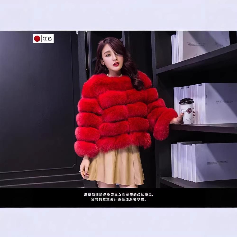 European and American fur jackets imitation fox hair splicing winter clothing thickened warm long-sleeved short fur jackets are in stock