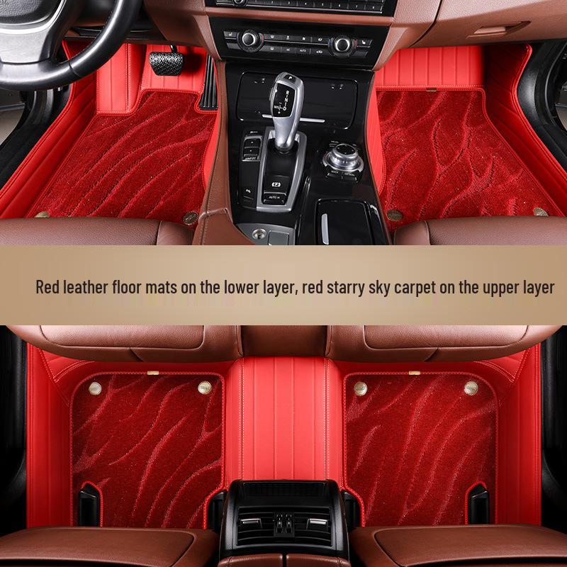 Genuine Leather Full Surround Car Floor Mats for 22 Volkswagen Models: Magotan, Tiguan L, Teramont X, and Passat