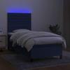 Boxspring Bed with Mattress & LED Blue 100x200 cm Fabric