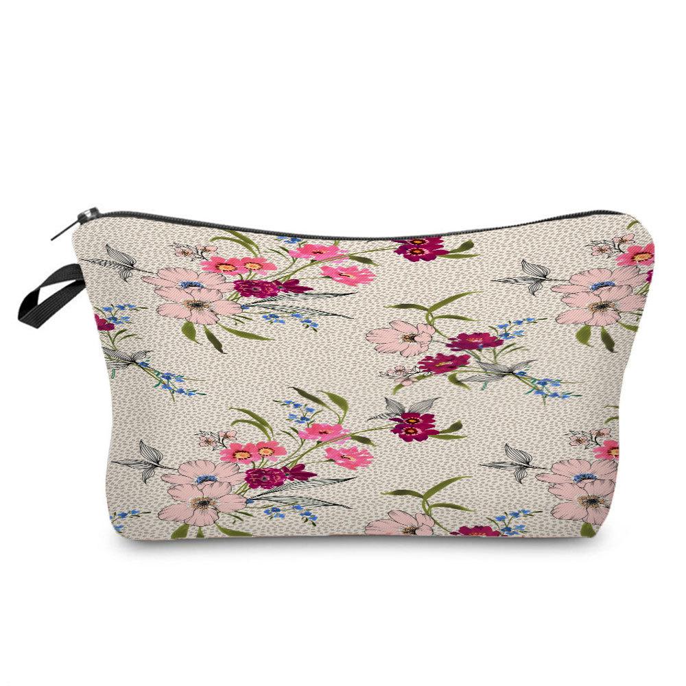 Women Flower Print Cosmetic Bag Toiletries Organize Travel Storage Case 6680