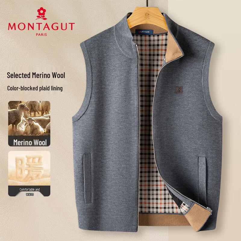 

MONTAGUT Men s Wool Blend Knit Vest Cardigan 54