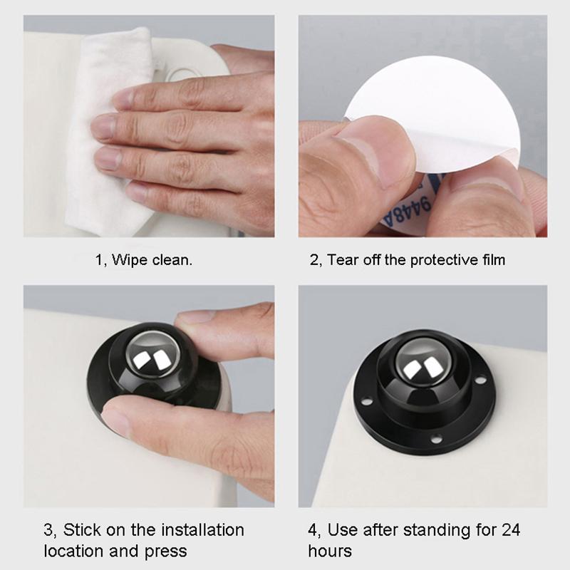 4PCS Rodízio Autoadesivo Aço Inoxidável Polia Universal 360° Rotação Móveis Gabinete Rodízios Rodas Rolos Móveis Giratórios