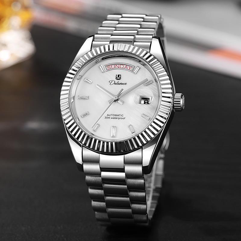 

Durlanwei White Starry Double Log Automatic Men s Business Fashion Waterproof Watch