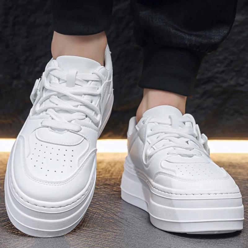 Fashion Men Sneakers Skateboard Shoes High Quality Leather Casual Shoe Designer Platform Shoes for Men Lace Up Sport Shoes Tenis