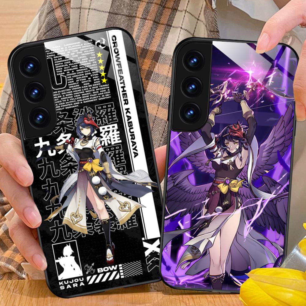 Game GI Kujou Sara Mobile Phone Case for Samsung Galaxy S26 S25 S24 S23 S22 S21 S20 Note20 Plus FE Ultra Glass Colorful Cover