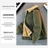 Men's Thick Corduroy Jacket with Fleece Lining - Long Sleeve Warm Cotton Outerwear