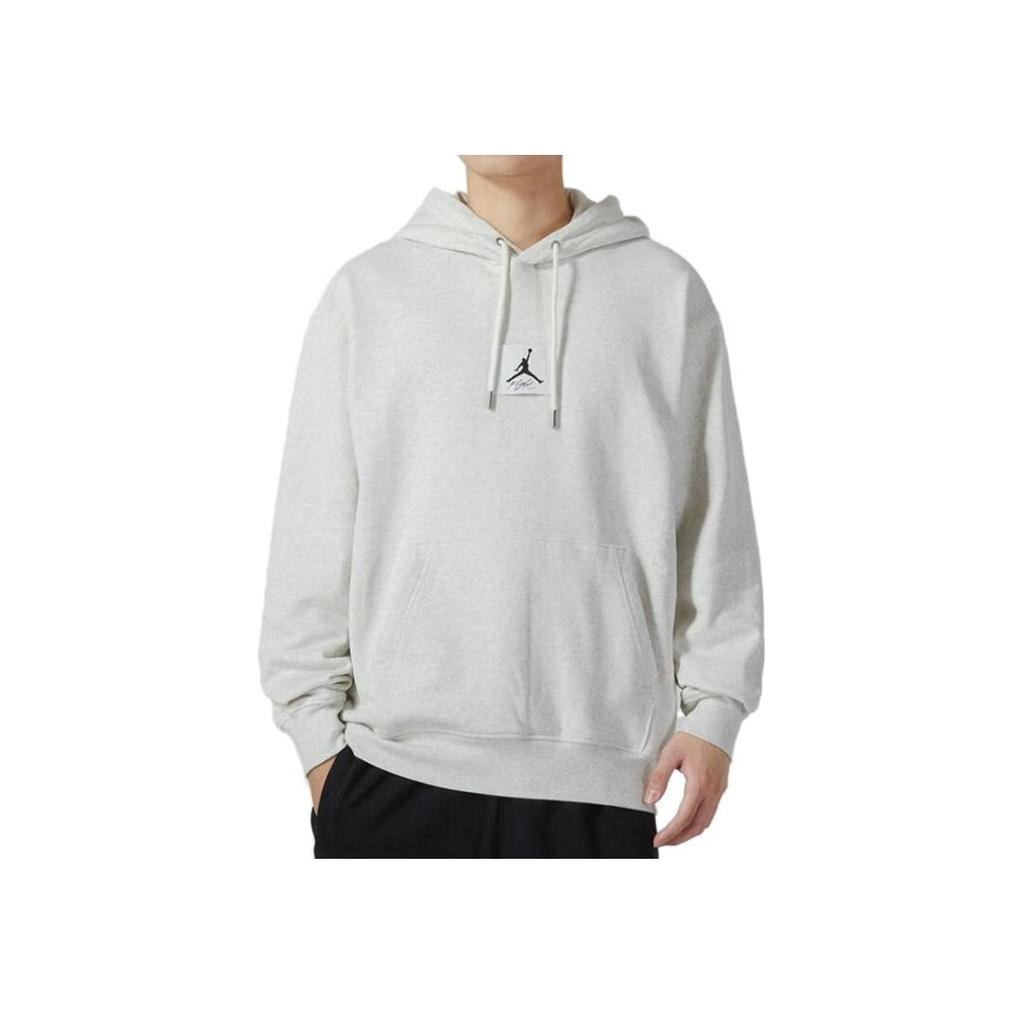 Jordan Logo Embroidered Drawstring Hooded Fleece Casual French Terry Loose Sweatshirt Men sweatshirt Khaki DQ7339-201