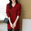 Warm Knitted Sweater for Women Thickened V Neck Pullover Long Sleeve Large Size Tops Autumn Winter