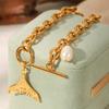 European & American INS Stainless Steel Fishtail Bracelet - Light Luxury Ocean Series with Pearls