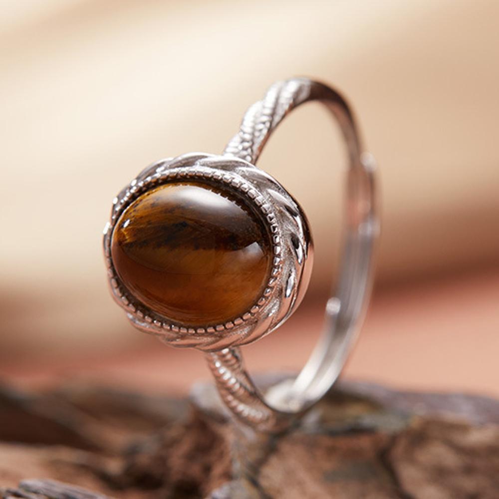 S Sterling Silver Ring Natural Topaz Crystal  Classic Fashion Engagement Party Gifts For Women Size Adjustable